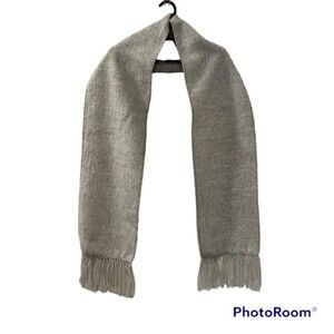 Alpaca Gray Fringed Hem Alpaca Wool Scarf One Size